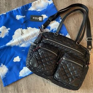 NWT MZ WALLACE Black Medium Crosby City Bag Quilted Nylon with Removable Strap